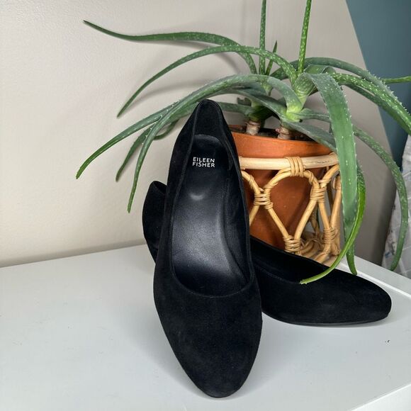 Eileen Fisher Shoes - Eileen Fisher Black Suede Wedge Heels Vero Cuoio Made in Italy NWT Size 9.5